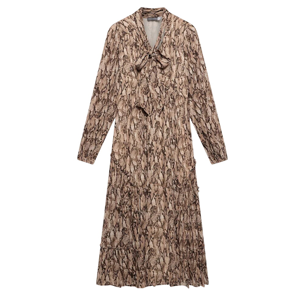 Mint Velvet Brown Snake Print Midi Dress